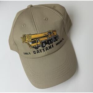 90s Cattani Truck Crane Tan Khaki Beige Hat Cap Embroidered‎ Snapback Retro T76